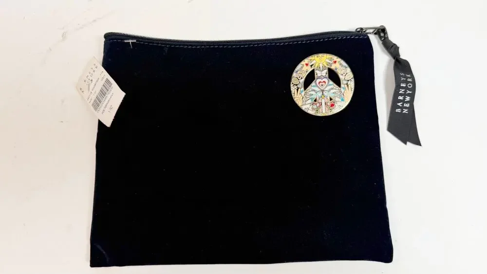 NWT Barney’s New York Peace Sign Velvet Cosmetic Bag